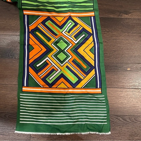 Guy Laroche Paris Colorful Geometric Art to Wear Scarf 55.5" Long by 14" Wide - Picture 4 of 5